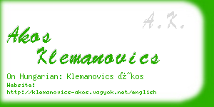 akos klemanovics business card